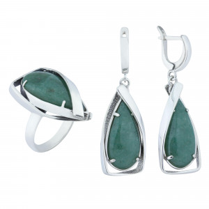 Серебряные серьги с крупным камнем с1326
