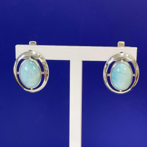 Серьги с ларимаром из серебра с1330