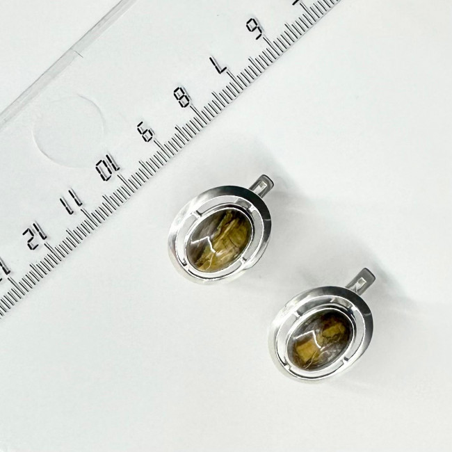 Серьги с1330 (9.16 г), серебро, золотисто-коричневый, тигровый глаз купить в интернет-магазине Циркон С