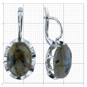 Серьги с1344 (10.60 г), серебро,  Голубой Лабрадор купить в интернет-магазине Циркон С