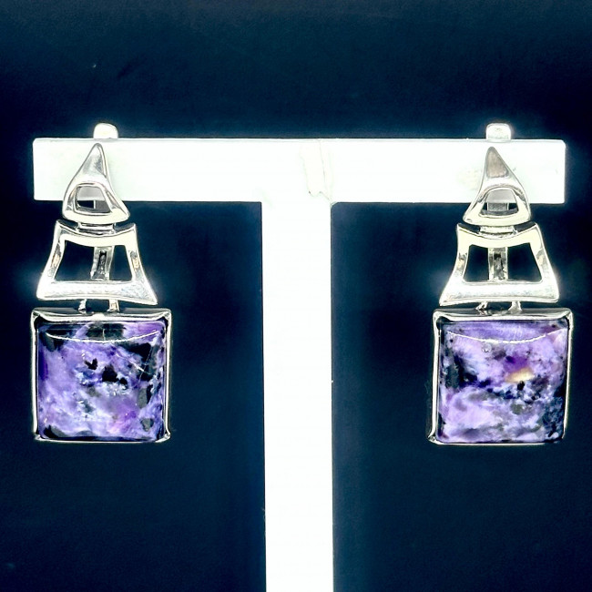 Серьги с1401 (12.99 г), серебро, фиолетовый, чароит купить в интернет-магазине Циркон С