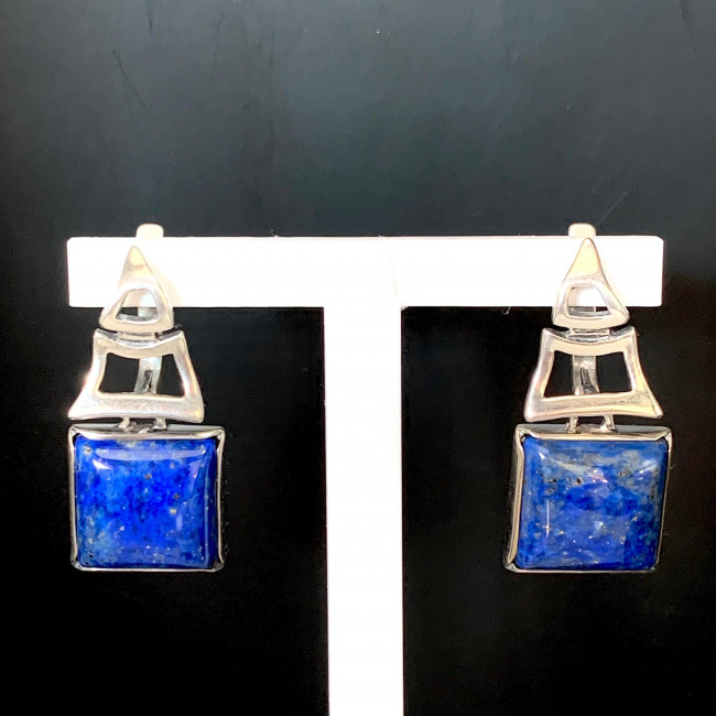 Серьги с1401 (12.99 г), серебро, синий, лазурит купить в интернет-магазине Циркон С