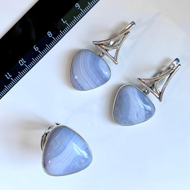 Серьги с1411 (15.99 г), серебро, голубой, агат купить в интернет-магазине Циркон С