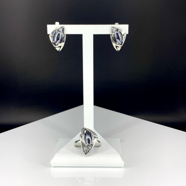Серьги с1419 (4.93 г), серебро, стальной, гематит (имит) купить в интернет-магазине Циркон С