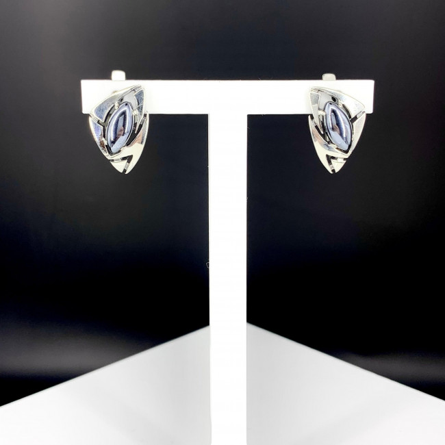 Серьги с1419 (4.93 г), серебро, стальной, гематит (имит) купить в интернет-магазине Циркон С