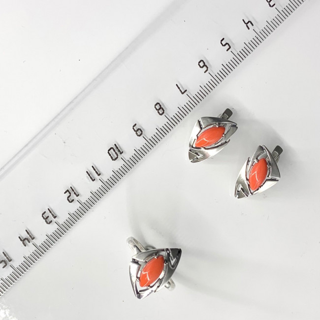 Серьги с1419 (4.83 г), серебро, лососевый, коралл (имит) купить в интернет-магазине Циркон С