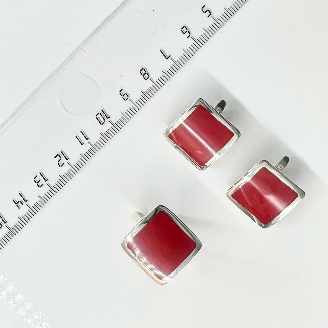 Серьги с1429 (8.95 г), серебро, красный, коралл (имит) купить в интернет-магазине Циркон С