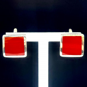 Серьги с1429 (8.95 г), серебро,  Красный Коралл (Имит) купить в интернет-магазине Циркон С