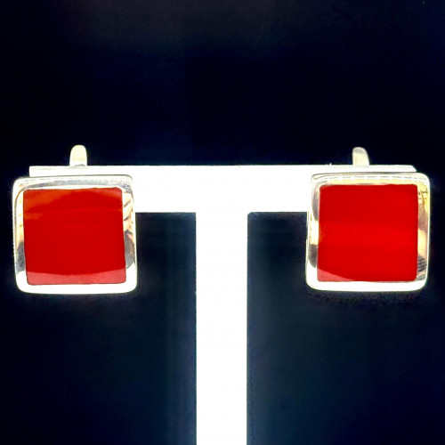 Серьги с1429 (8.95 г), серебро,  Красный Коралл (Имит) купить в интернет-магазине Циркон С