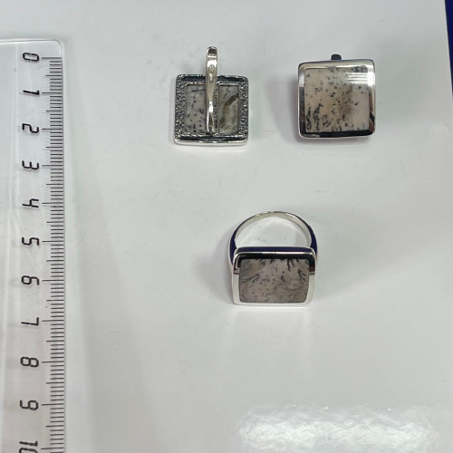Кольцо к1429 (7.51 г), серебро,  Бежевый Агат Моховой купить в интернет-магазине Циркон С