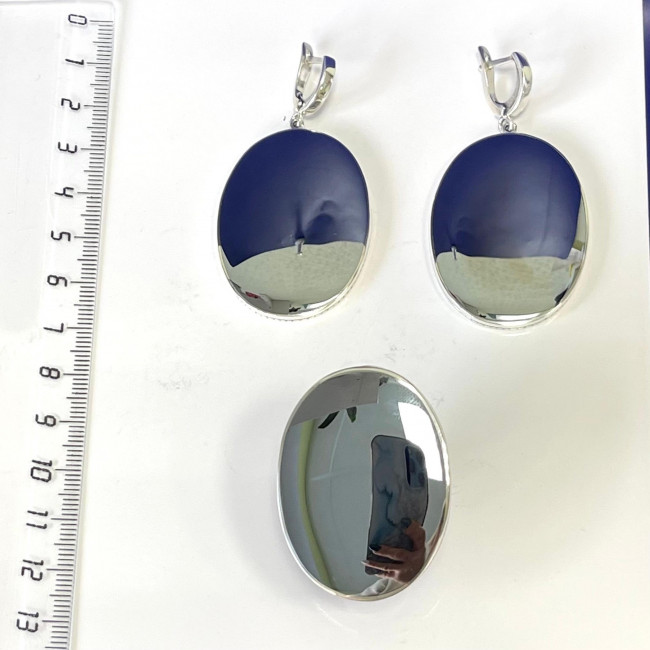 Серьги с1442 (22.97 г), серебро, стальной, гематит (имит) купить в интернет-магазине Циркон С