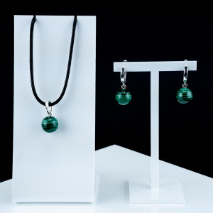 Серьги из серебра с малахитом с145
