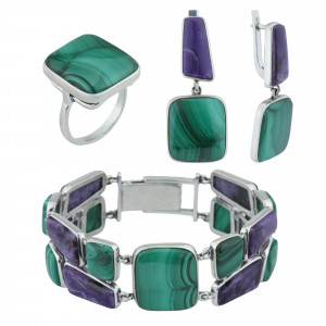 Серебряные серьги с малахитом с1450