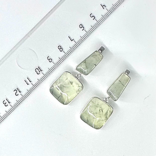 Серьги с1450 (14.82 г), серебро, зеленый, пренит купить в интернет-магазине Циркон С