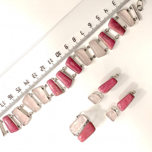 Серьги с1451 (9.59 г), серебро, розовый, кварц розовый, родонит купить в интернет-магазине Циркон С