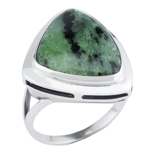Кольцо к1458 (6.03 г), серебро,  Бордовый, Зеленый Рубин в цоизите купить в интернет-магазине Циркон С