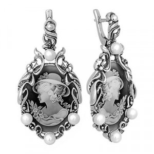 Серебряные серьги с жемчугом с1460