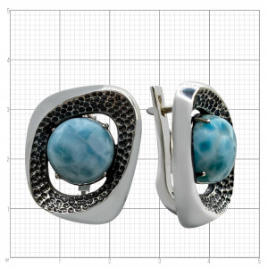 Серьги с1464 (12.99 г), серебро,  Голубой Ларимар купить в интернет-магазине Циркон С