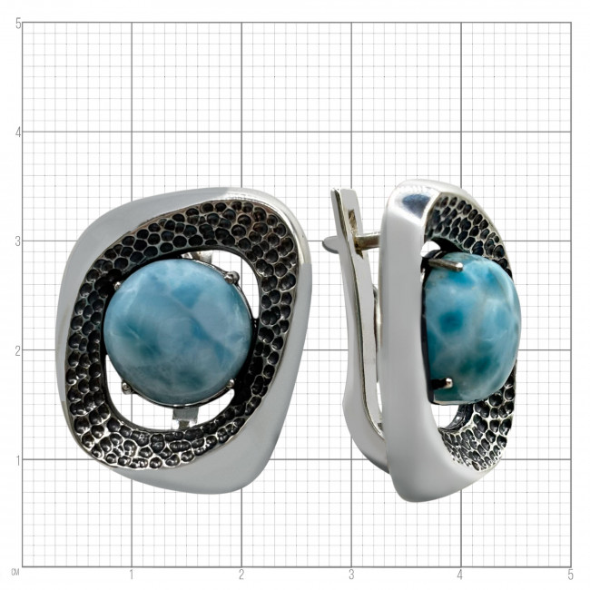 Серьги с1464 (12.99 г), серебро, голубой, ларимар купить в интернет-магазине Циркон С