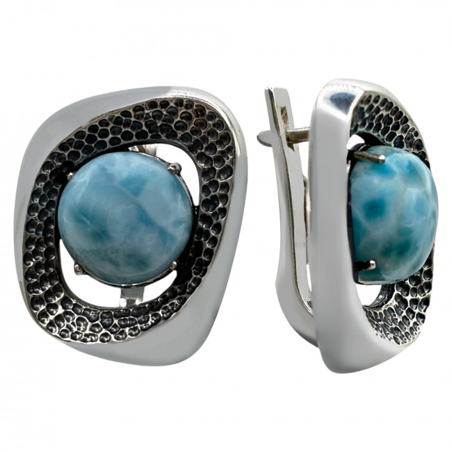 Серьги с1464 (12.99 г), серебро, голубой, ларимар купить в интернет-магазине Циркон С