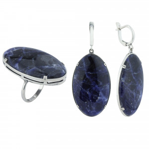 Серьги с1479 (17.60 г), серебро,  Синий Содалит купить в интернет-магазине Циркон С