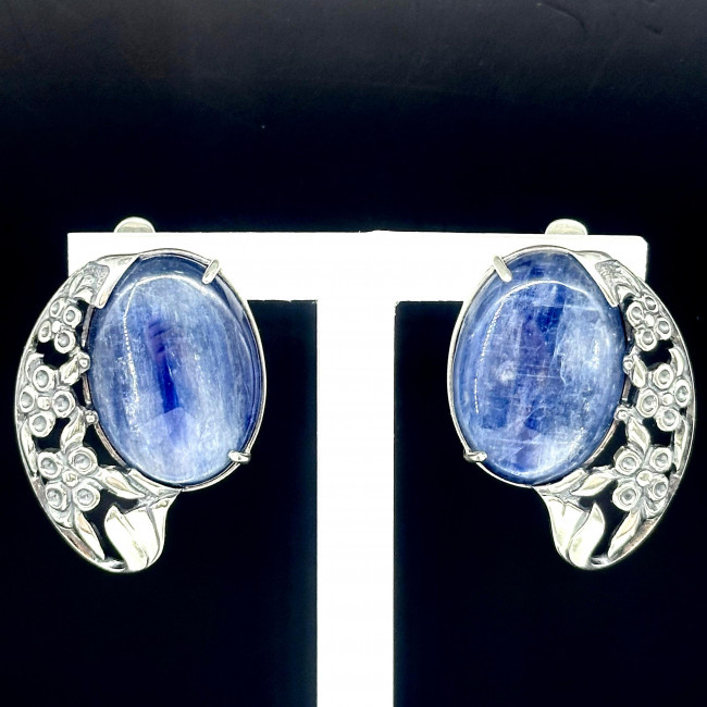 Серьги с1550 (25.16 г), серебро, синий, кианит купить в интернет-магазине Циркон С