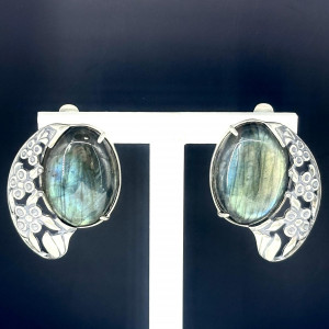 Серьги с лабрадоритом в серебре с1550