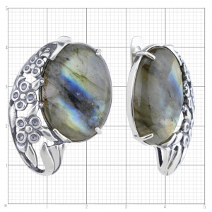 Серьги с1550 (21.85 г), серебро,  Зеленый Лабрадор купить в интернет-магазине Циркон С