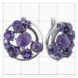 Серьги с1556 (12.73 г), серебро,  Фиолетовый Аметист, Чароит купить в интернет-магазине Циркон С