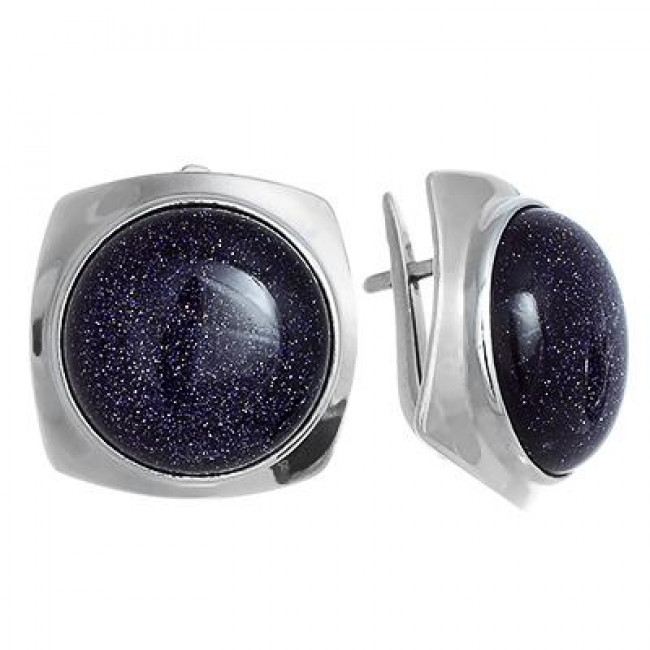 Серьги с1560 (10.95 г), серебро, темно-синий, авантюрин (имит) купить в интернет-магазине Циркон С