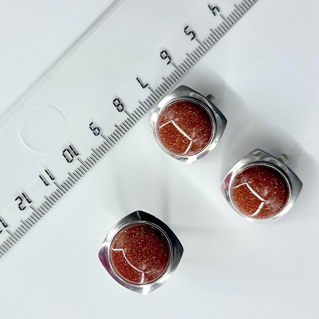 Серьги с1560 (10.97 г), серебро, рыжий, авантюрин (имит) купить в интернет-магазине Циркон С