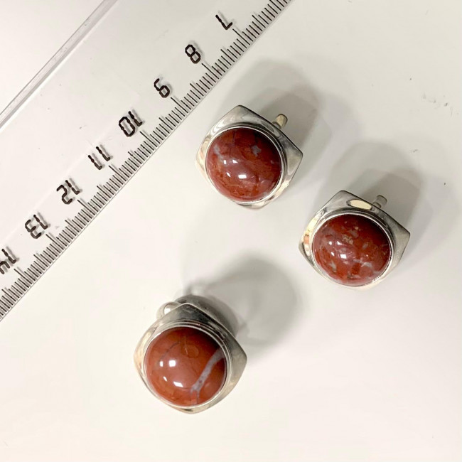 Серьги с1560 (10.98 г), серебро, коричневый, яшма купить в интернет-магазине Циркон С