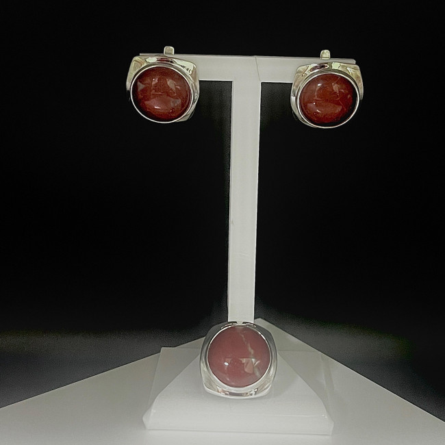 Серьги с1560 (10.98 г), серебро, коричневый, яшма купить в интернет-магазине Циркон С