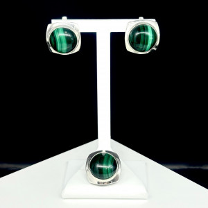 Серьги из серебра с малахитом с1560