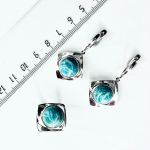 Серьги с1561 (9.04 г), серебро,  Зеленый Амазонит купить в интернет-магазине Циркон С