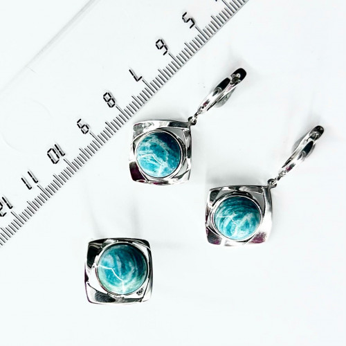 Серьги с1561 (9.04 г), серебро,  Зеленый Амазонит купить в интернет-магазине Циркон С