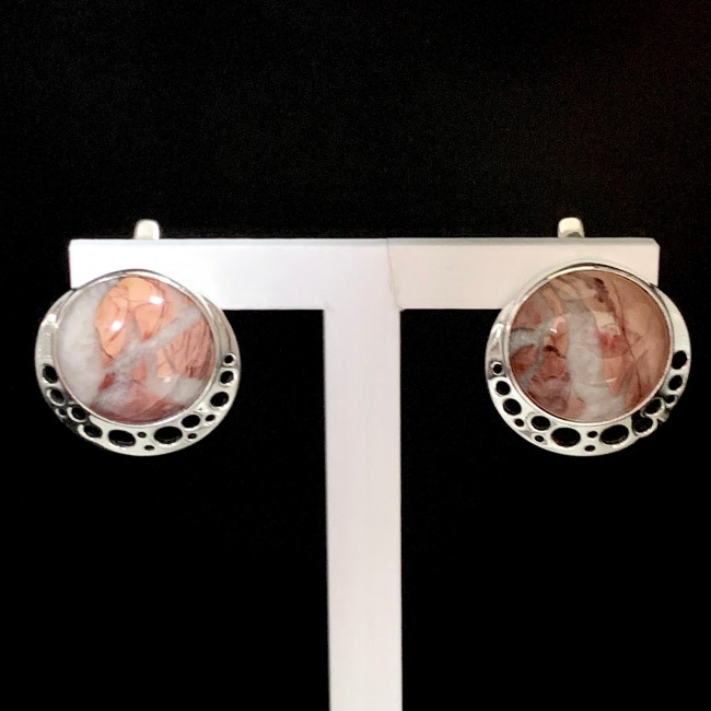 Серьги с1562 (9.98 г), серебро, бежевый, яшма купить в интернет-магазине Циркон С