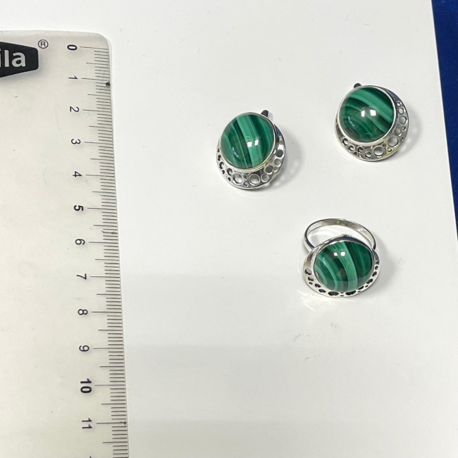 Серьги с1562 (12.23 г), серебро, зеленый, малахит купить в интернет-магазине Циркон С