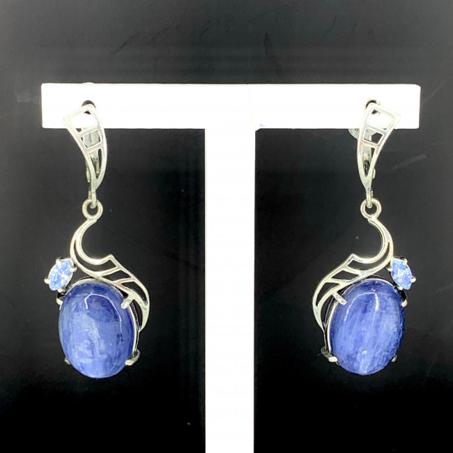 Серьги с1570 (9.79 г), серебро, синий, голубой, кианит, фианит купить в интернет-магазине Циркон С