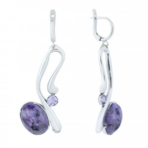Серьги с аметистом в серебре с1571