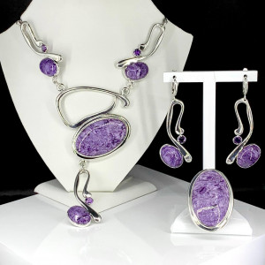 Серебряное колье с аметистами кл1571