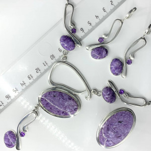 Серебряное колье с аметистами кл1571