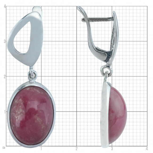 Серьги с1574 (9.99 г), серебро, розовый, родонит купить в интернет-магазине Циркон С