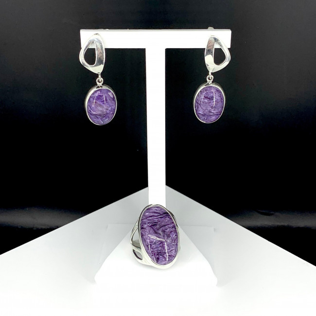 Серьги с1574 (8.77 г), серебро, фиолетовый, чароит купить в интернет-магазине Циркон С