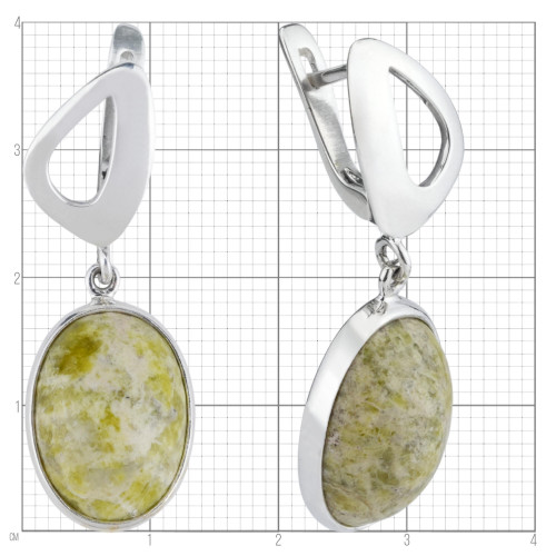 Серьги с1574 (9.19 г), серебро,  Зелено-желтый Лизардит купить в интернет-магазине Циркон С