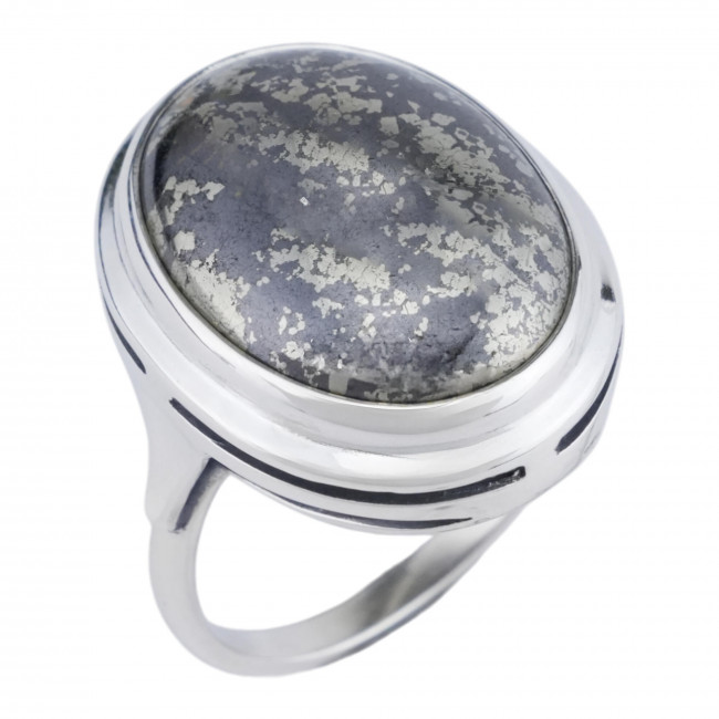 Серебряное кольцо Циркон к1582, черный, пирит Кольцо к1582 (9.70 г), серебро, черный, пирит купить в интернет-магазине Циркон С
