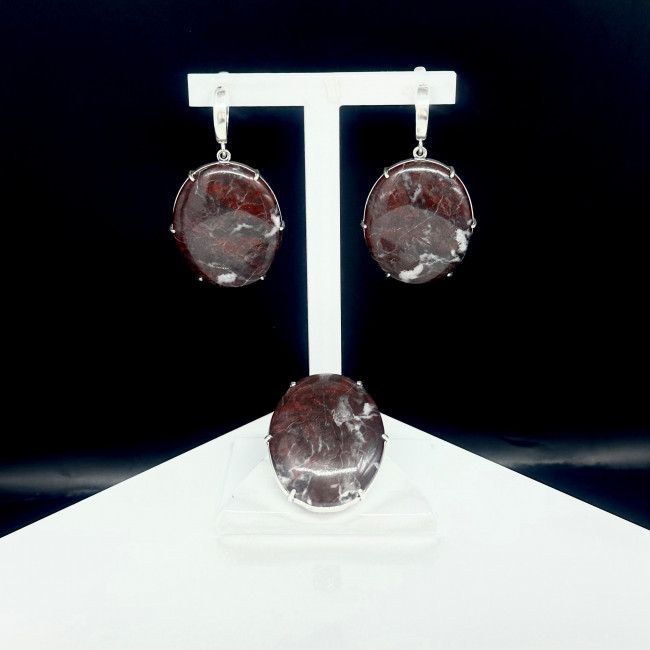 Серьги с1597 (18.14 г), серебро, коричневый, яшма купить в интернет-магазине Циркон С
