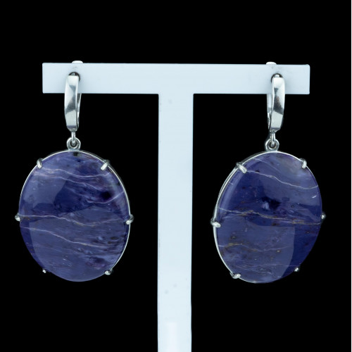 Серьги с1597 (17.95 г), серебро,  Фиолетовый Чароит купить в интернет-магазине Циркон С