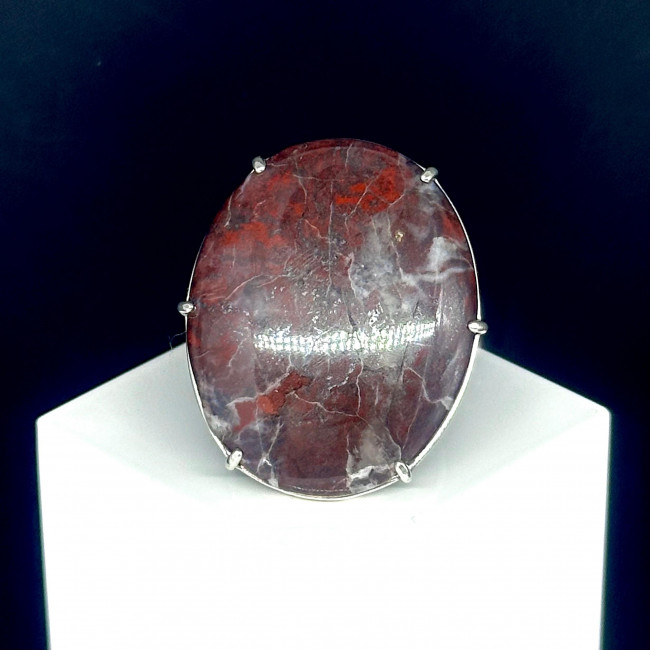 Кольцо к1597 (9.85 г), серебро, коричневый, яшма купить в интернет-магазине Циркон С