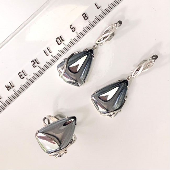 Серьги с1621 (9.90 г), серебро, стальной, гематит (имит) купить в интернет-магазине Циркон С